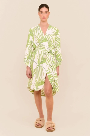 Short Kimono Robe - Jungle Palm