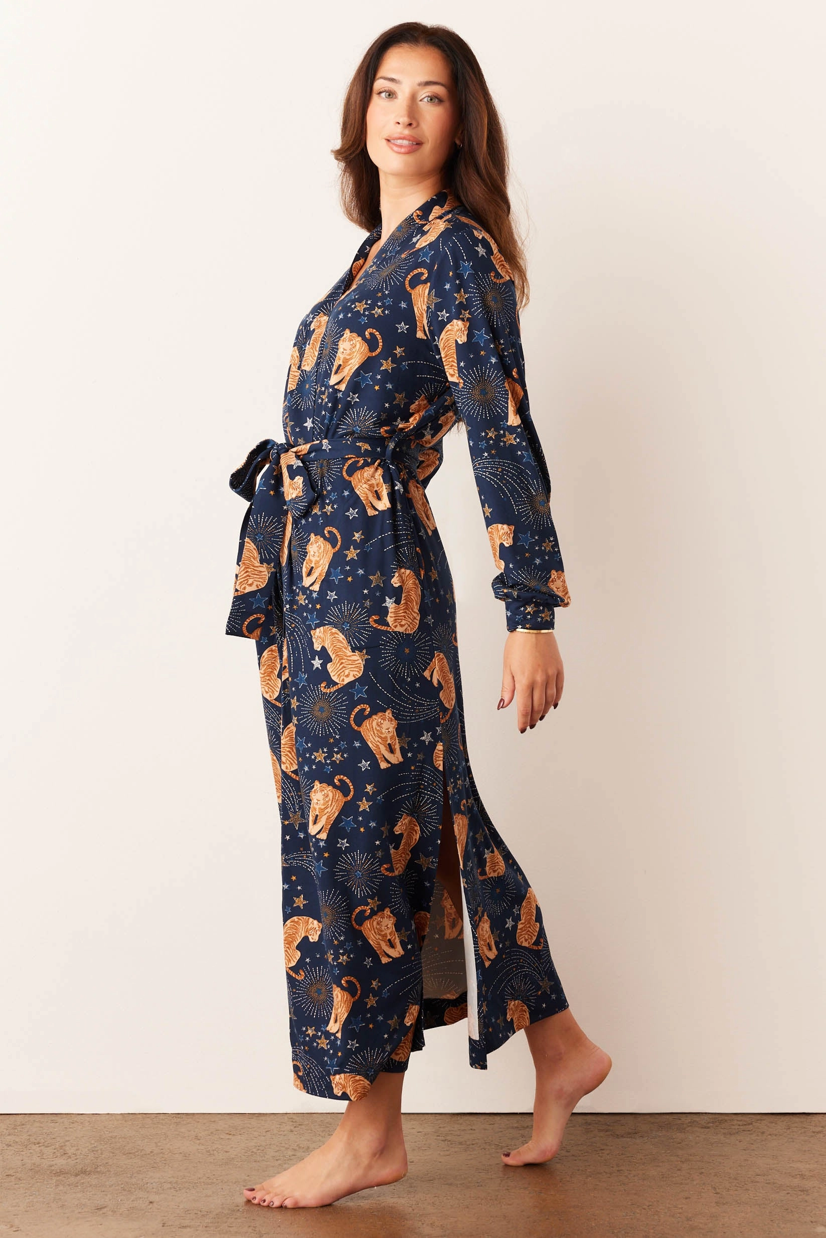 Skyler Banded Long Robe | Cosmic Jungle