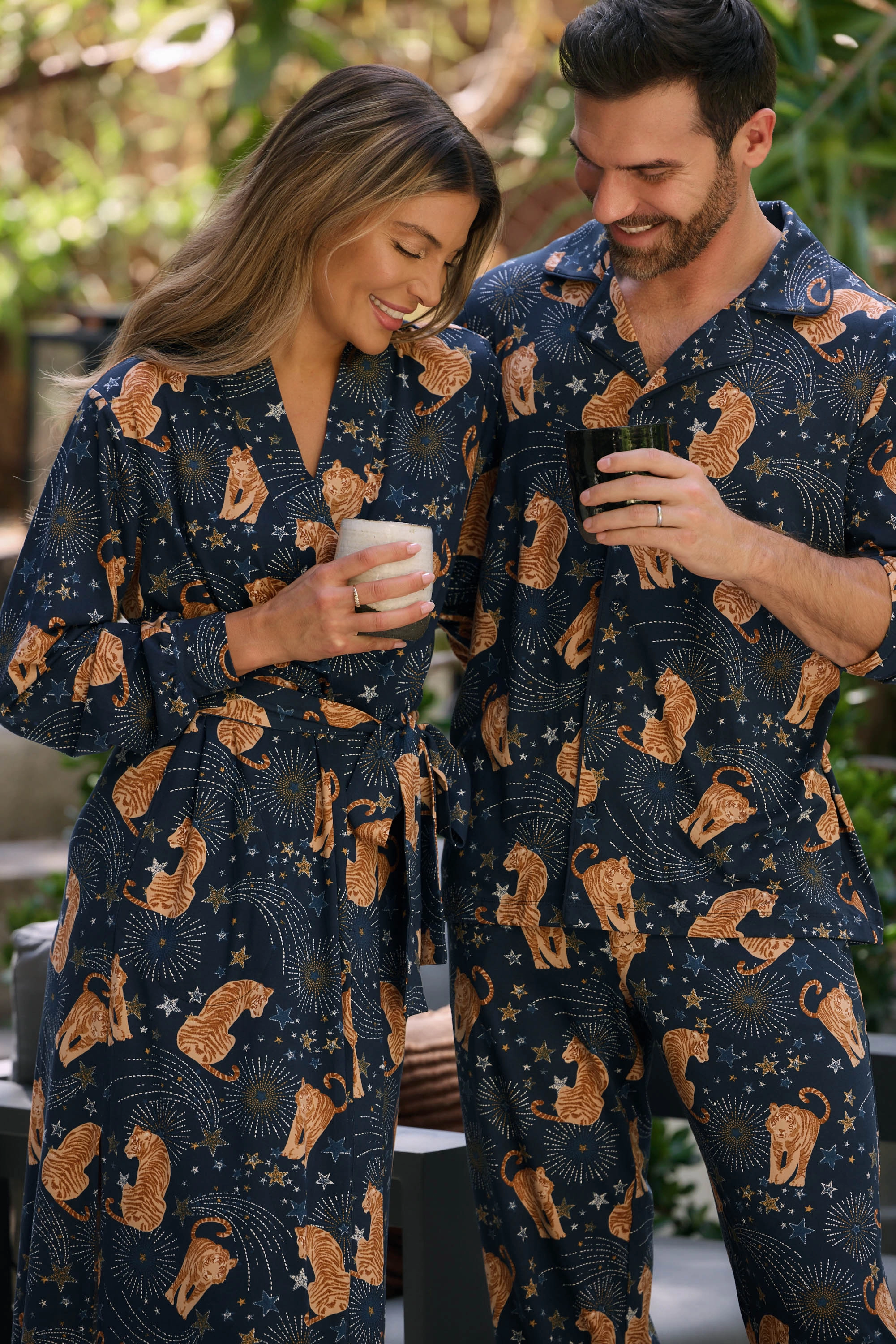 Skyler Banded Long Robe | Cosmic Jungle
