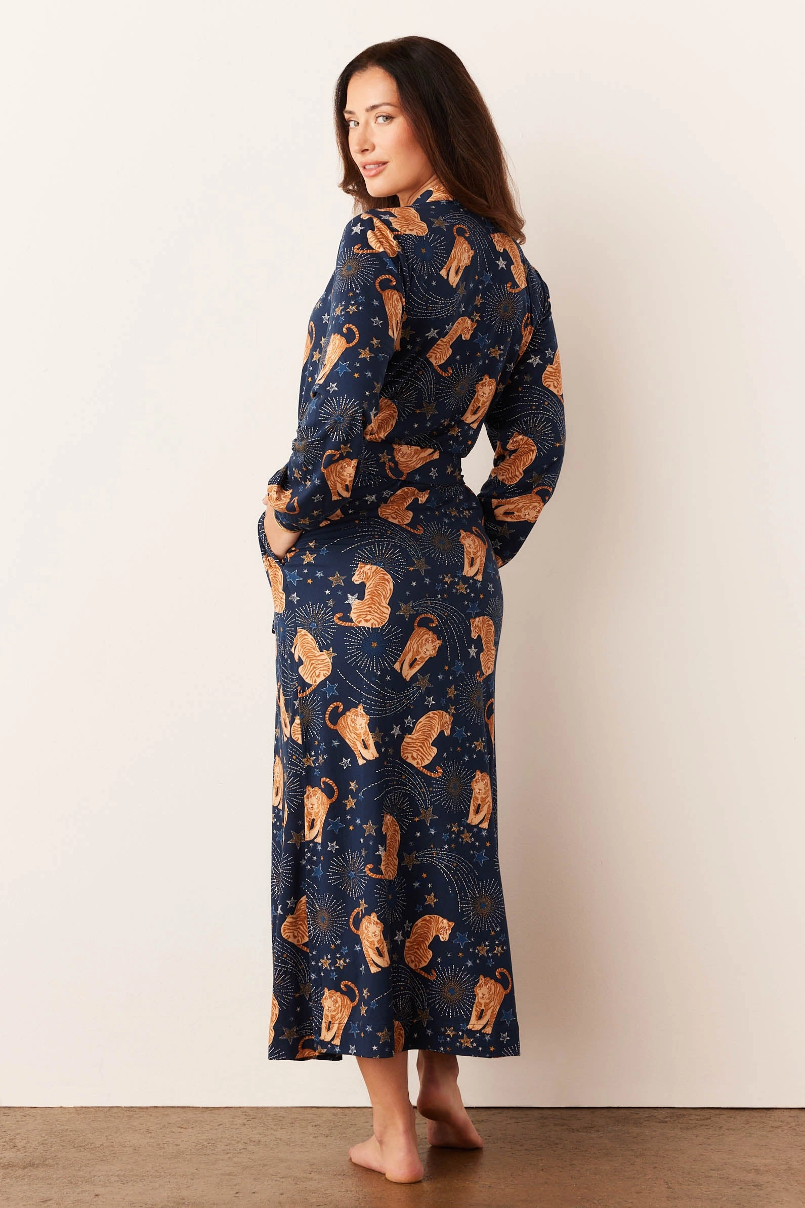 Skyler Banded Long Robe | Cosmic Jungle