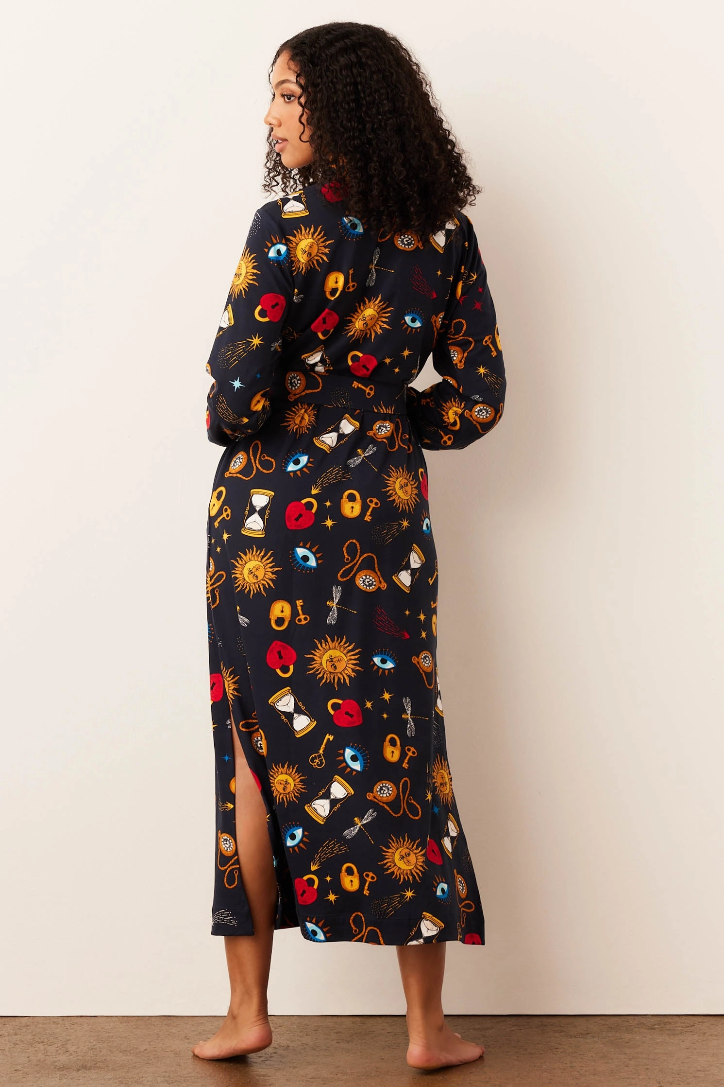 Skyler Banded Long Robe | Mystic