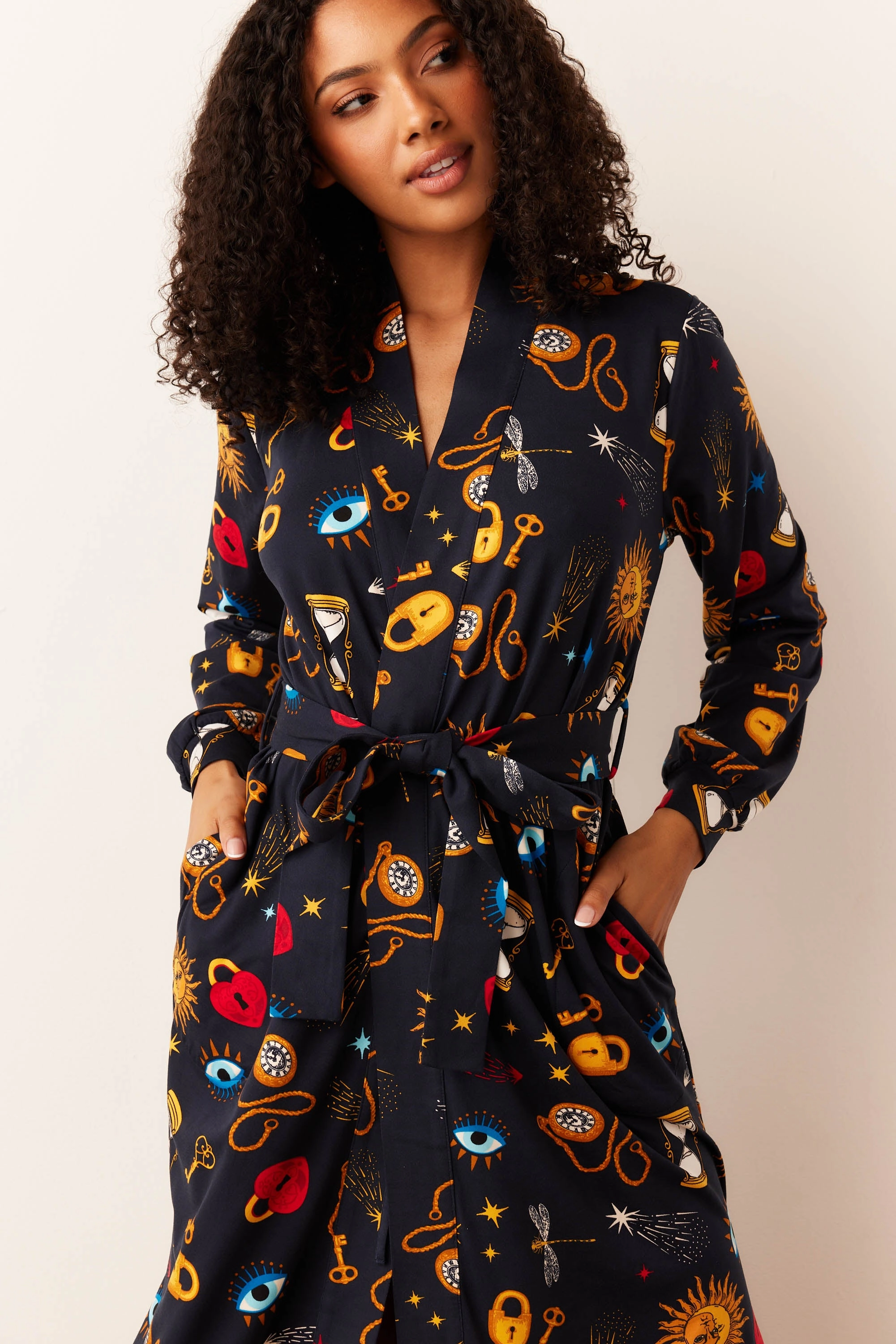 Skyler Banded Long Robe | Mystic