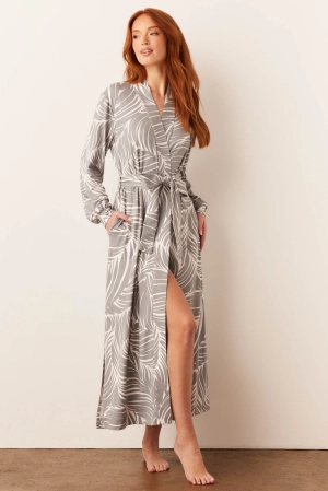 Skyler Banded Long Robe | Whisper