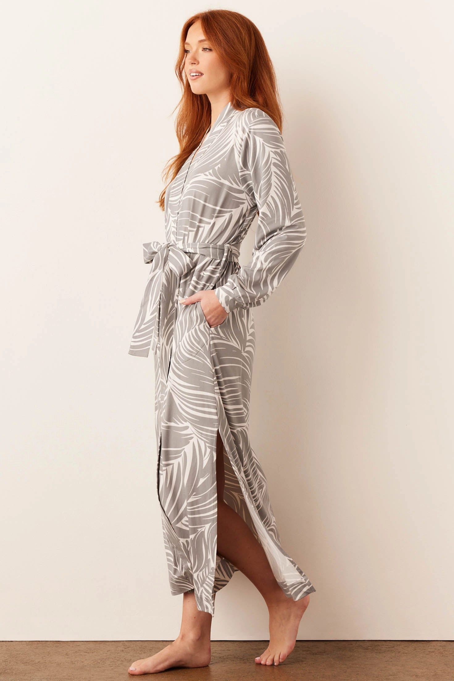 Skyler Banded Long Robe | Whisper