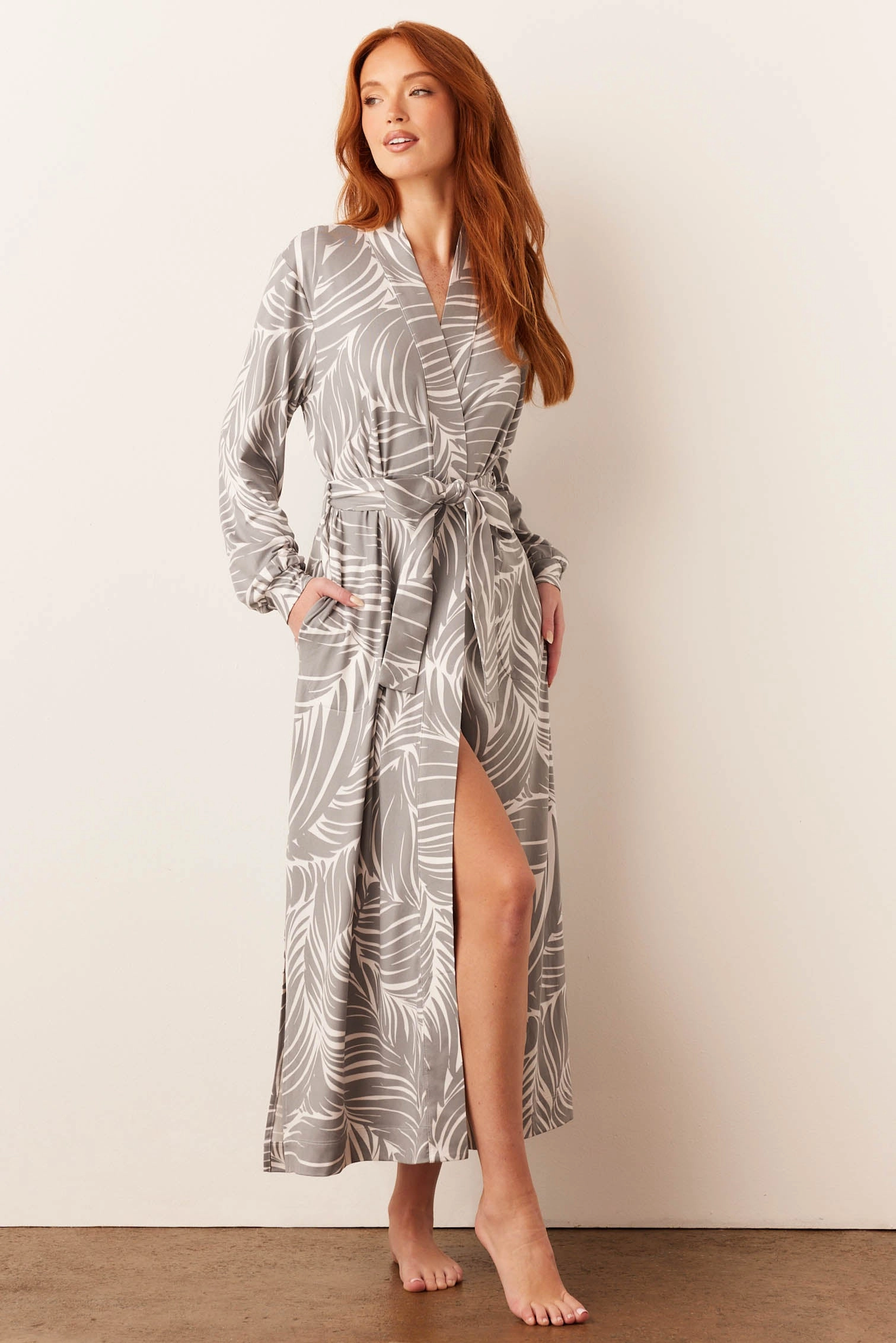 Skyler Banded Long Robe | Whisper