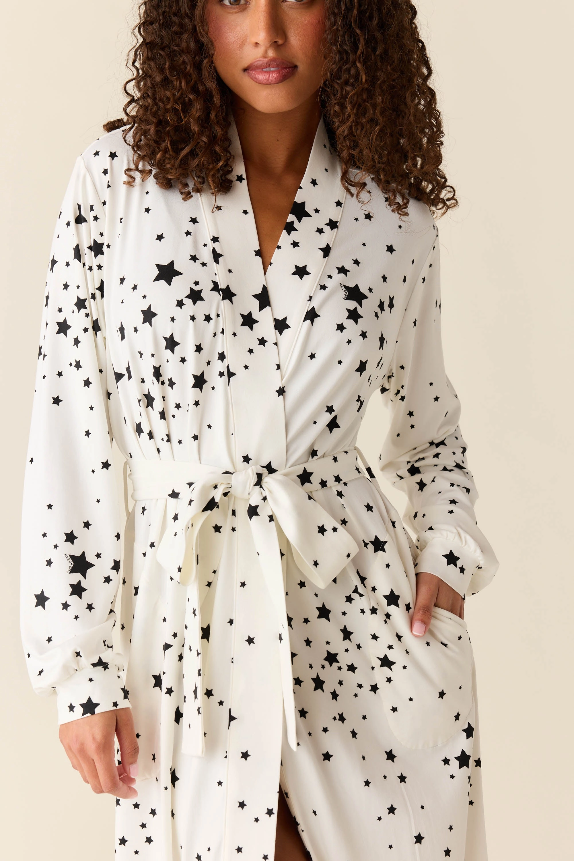 Skyler Banded Long Robe | White Stars