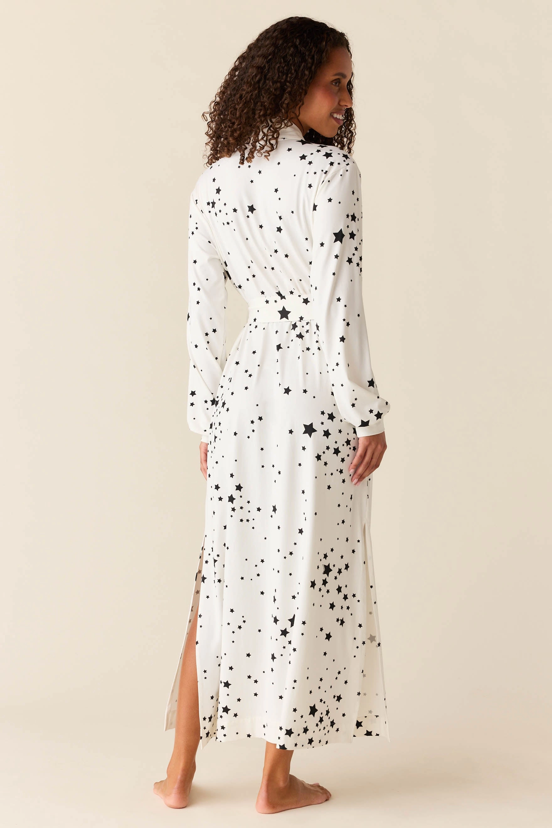 Skyler Banded Long Robe | White Stars