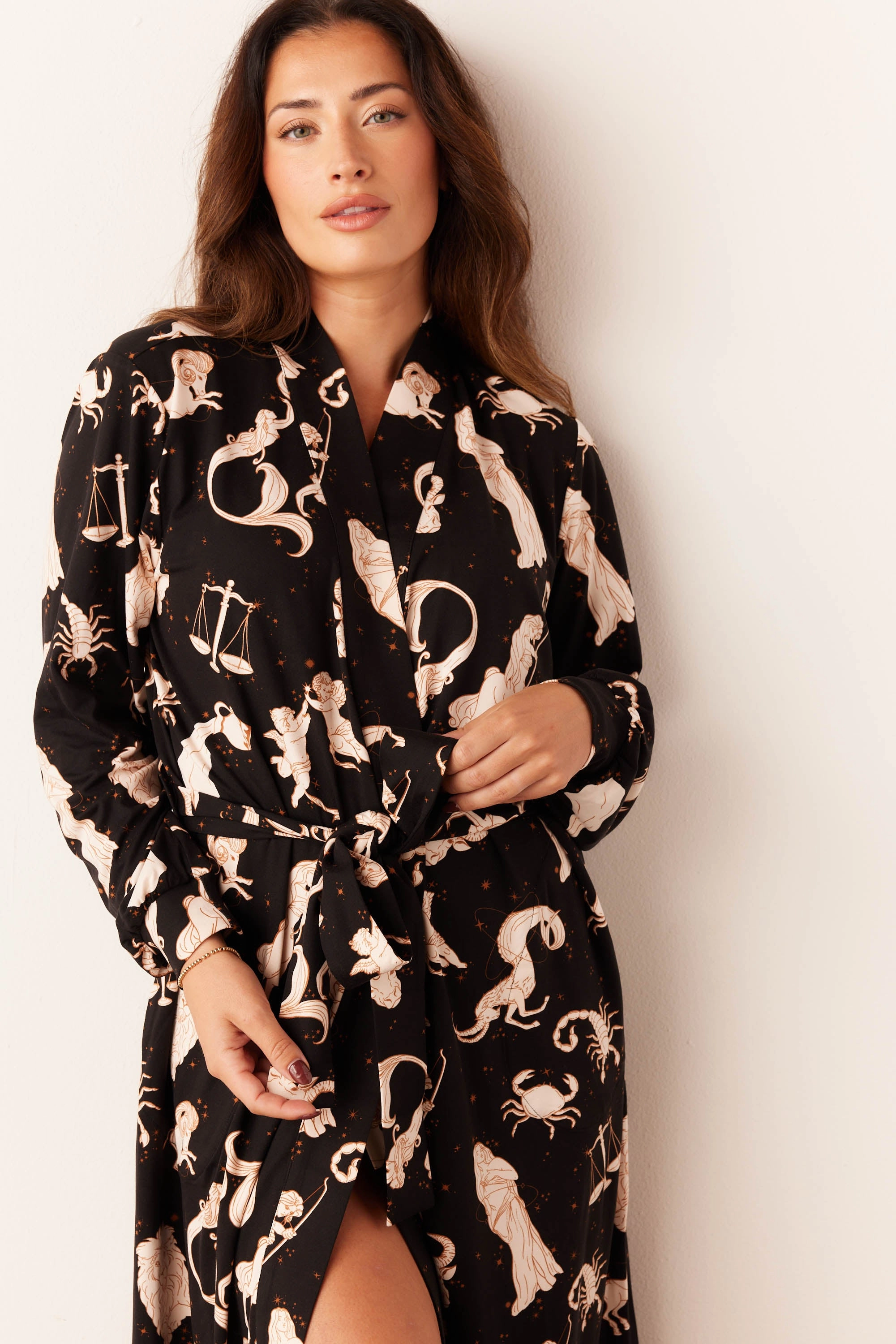 Skyler Banded Long Robe | Zodiac