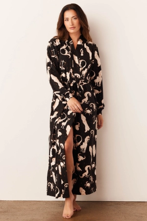 Skyler Banded Long Robe | Zodiac