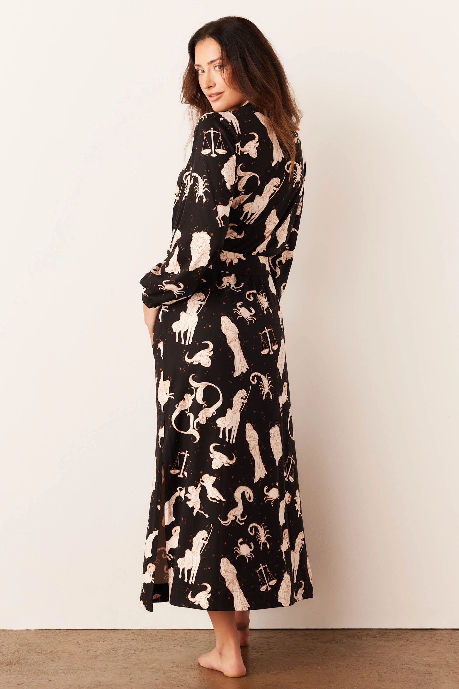 Skyler Banded Long Robe | Zodiac