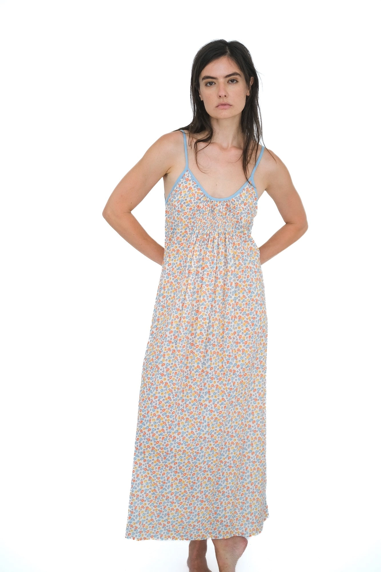 Sleeveless Gown with Shirring,  Avalina