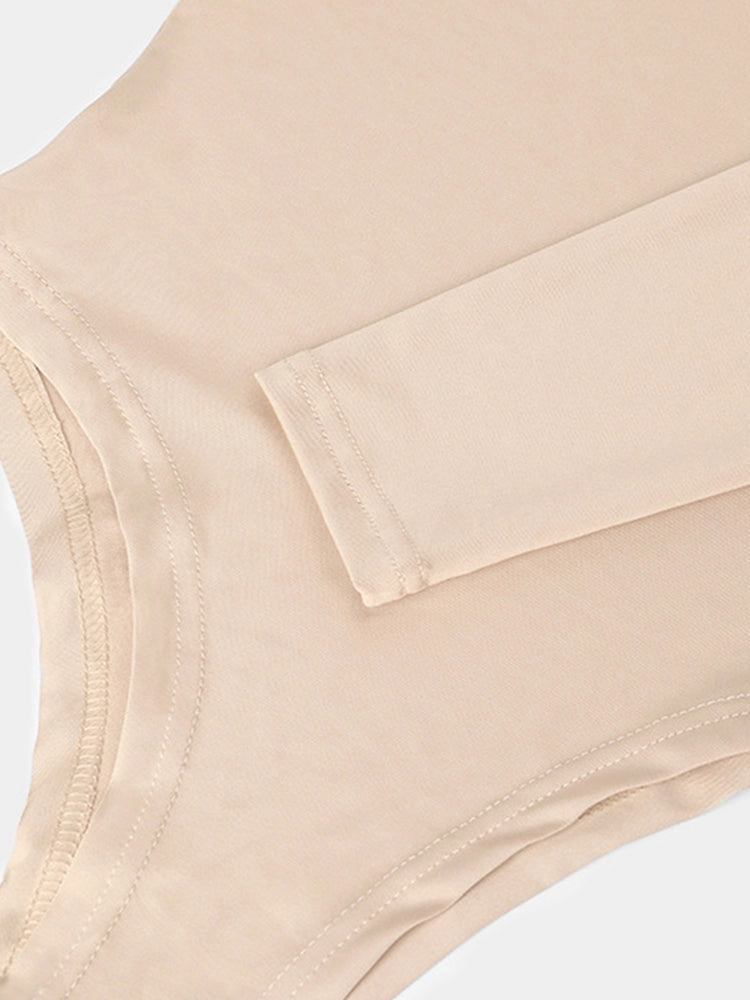 Slim Low Neck T-Shirt Long Sleeve Body Shapewear
