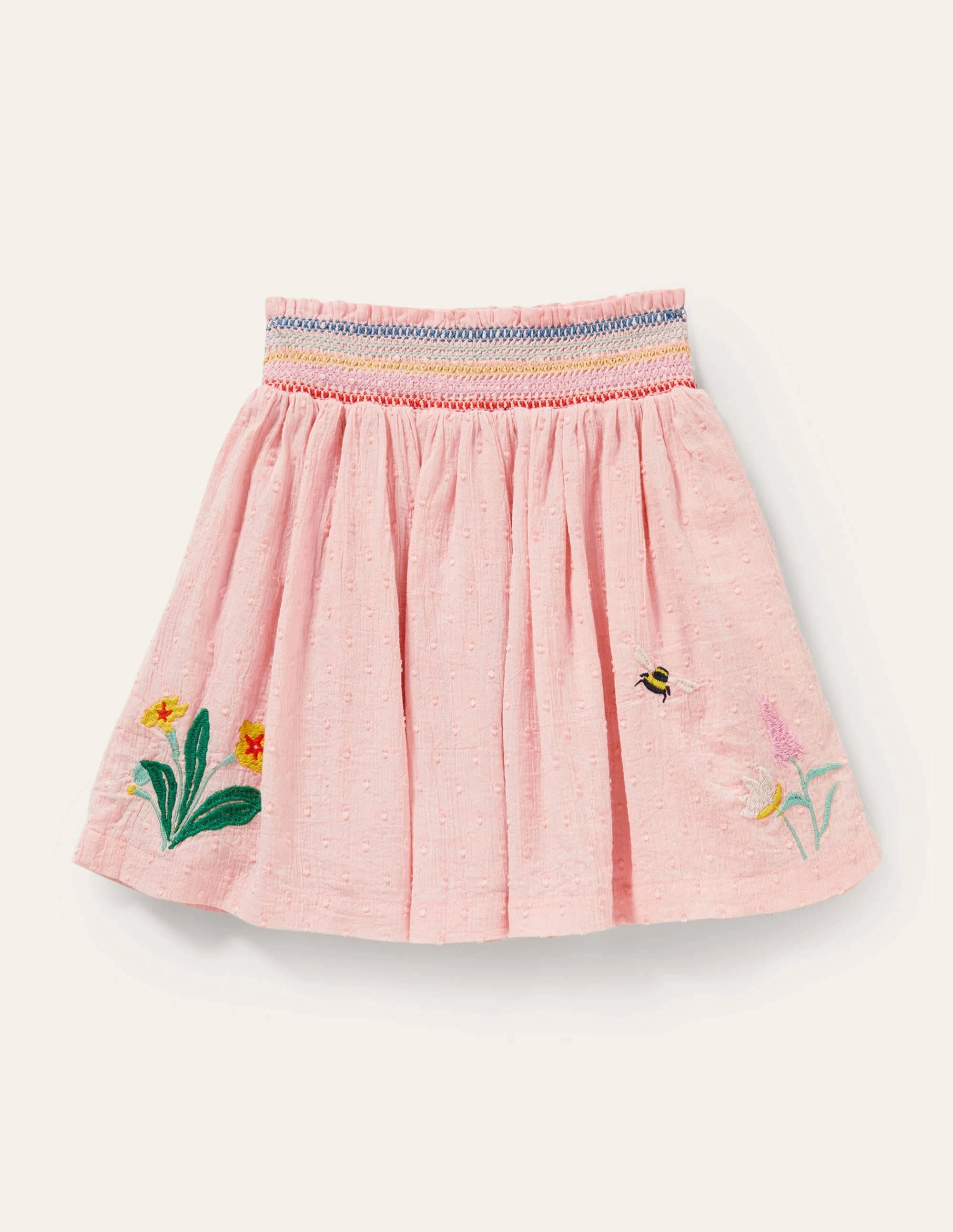 Smock Embroidered Skirt-Provence Dusty Pink Flowers