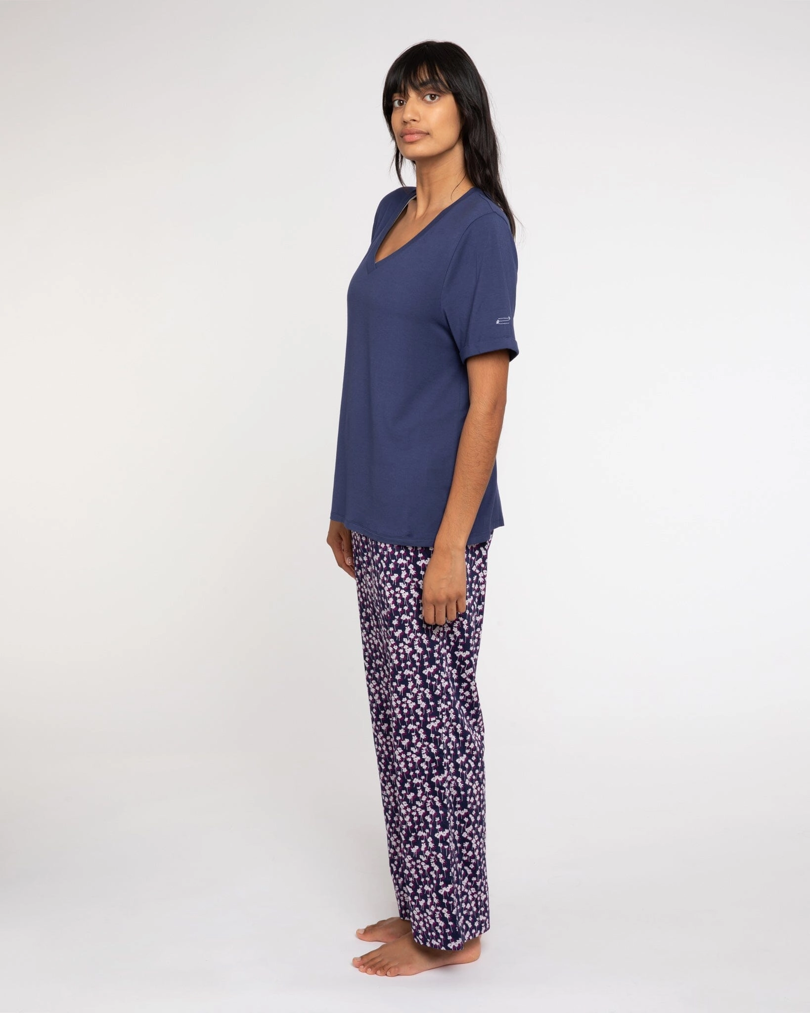 Spray of Flowers organic cotton pyjama bottoms purple