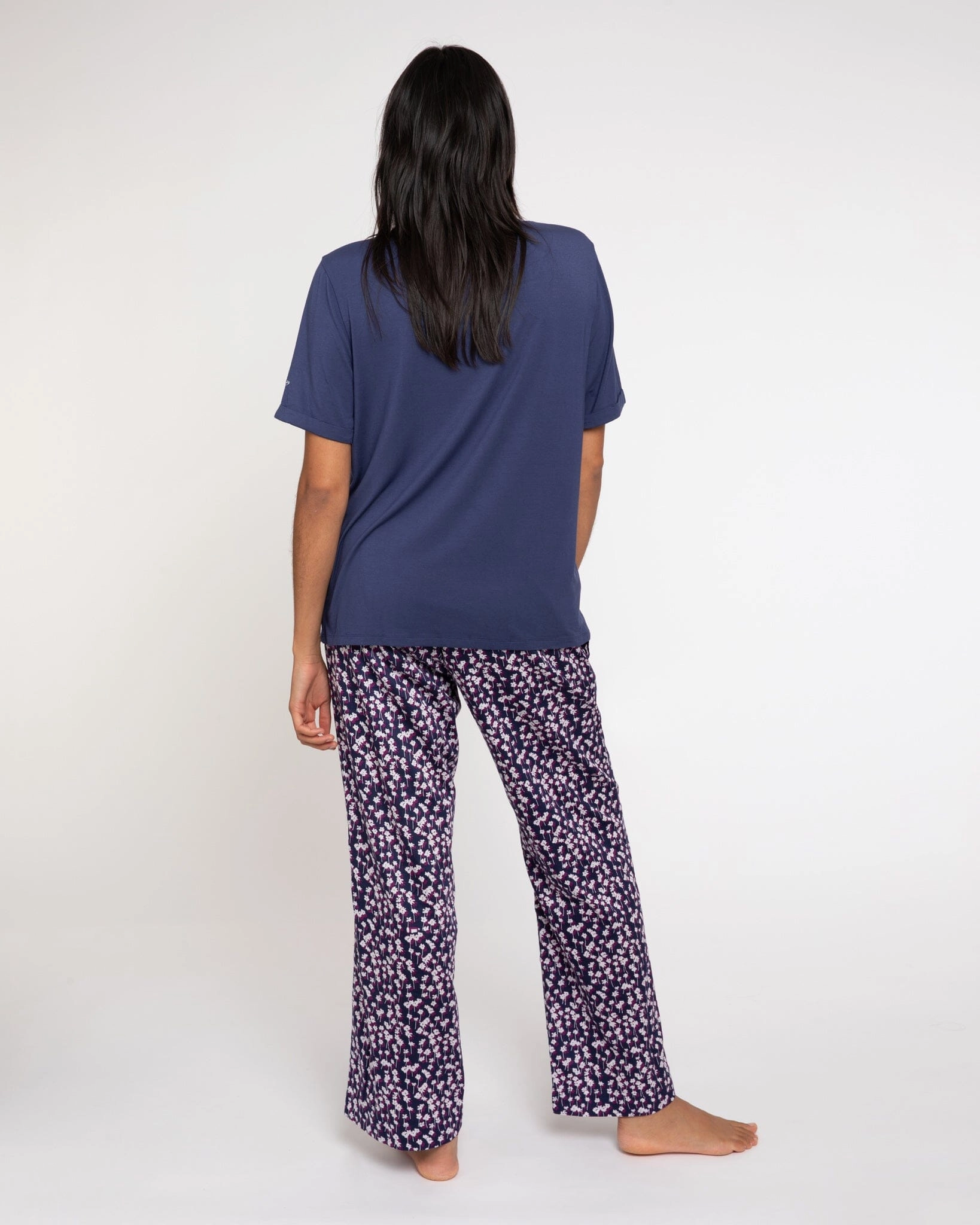 Spray of Flowers organic cotton pyjama bottoms purple