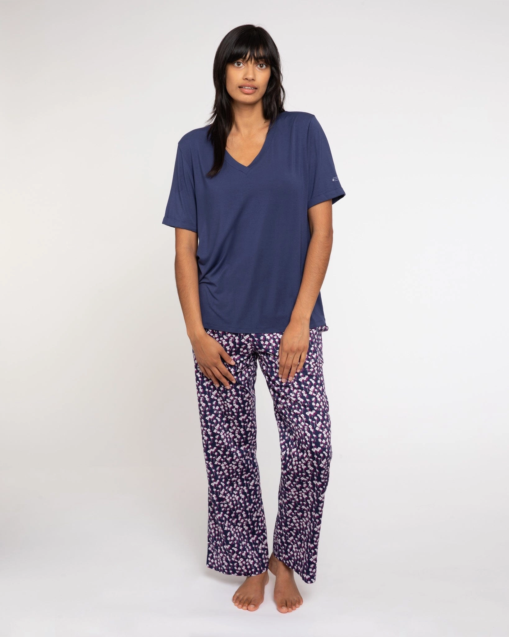 Spray of Flowers organic cotton pyjama bottoms purple