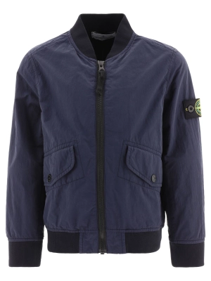 Stone Island Junior Logo Patch Zip-Up Bomber Jacket