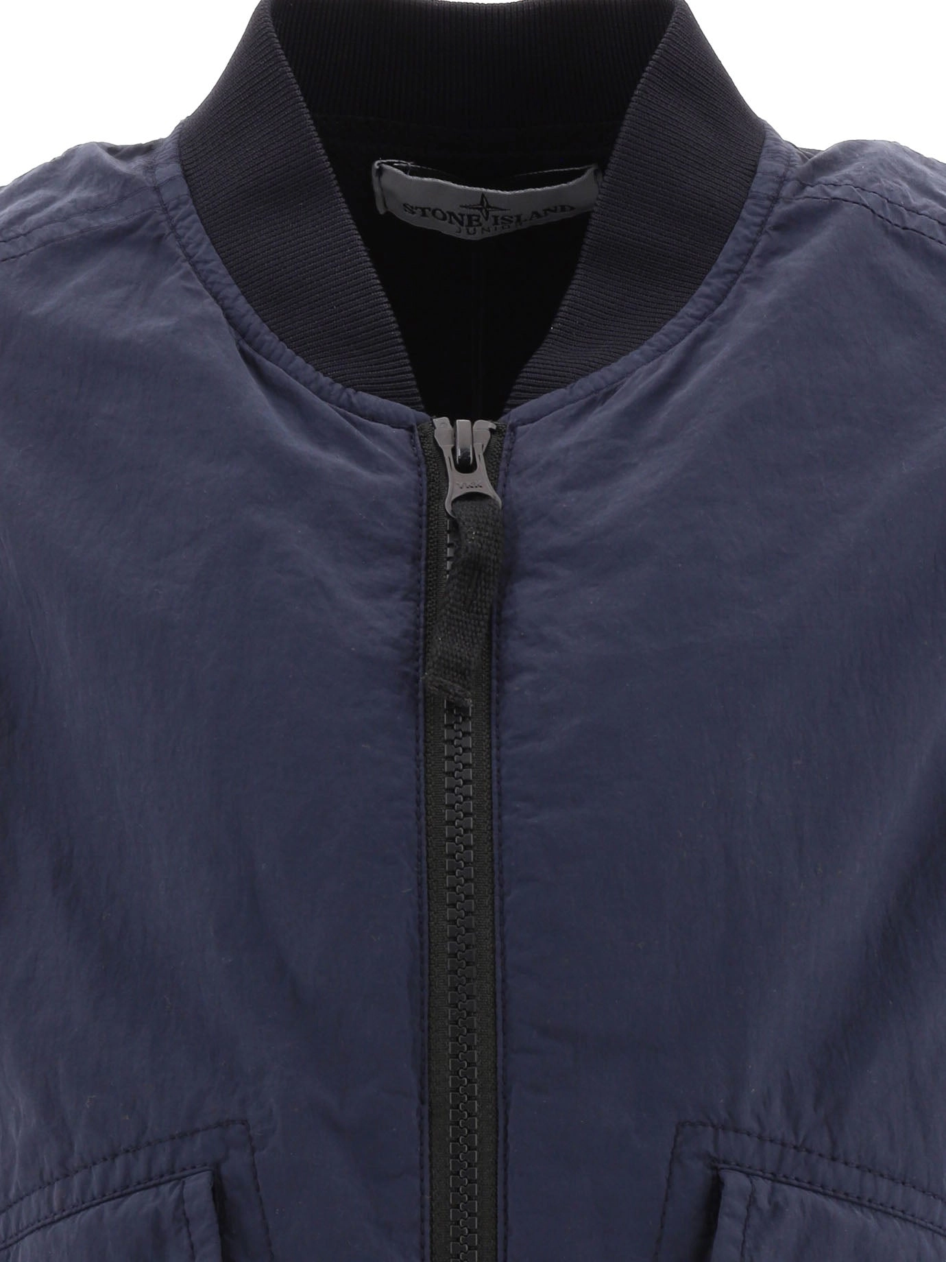 Stone Island Junior Logo Patch Zip-Up Bomber Jacket