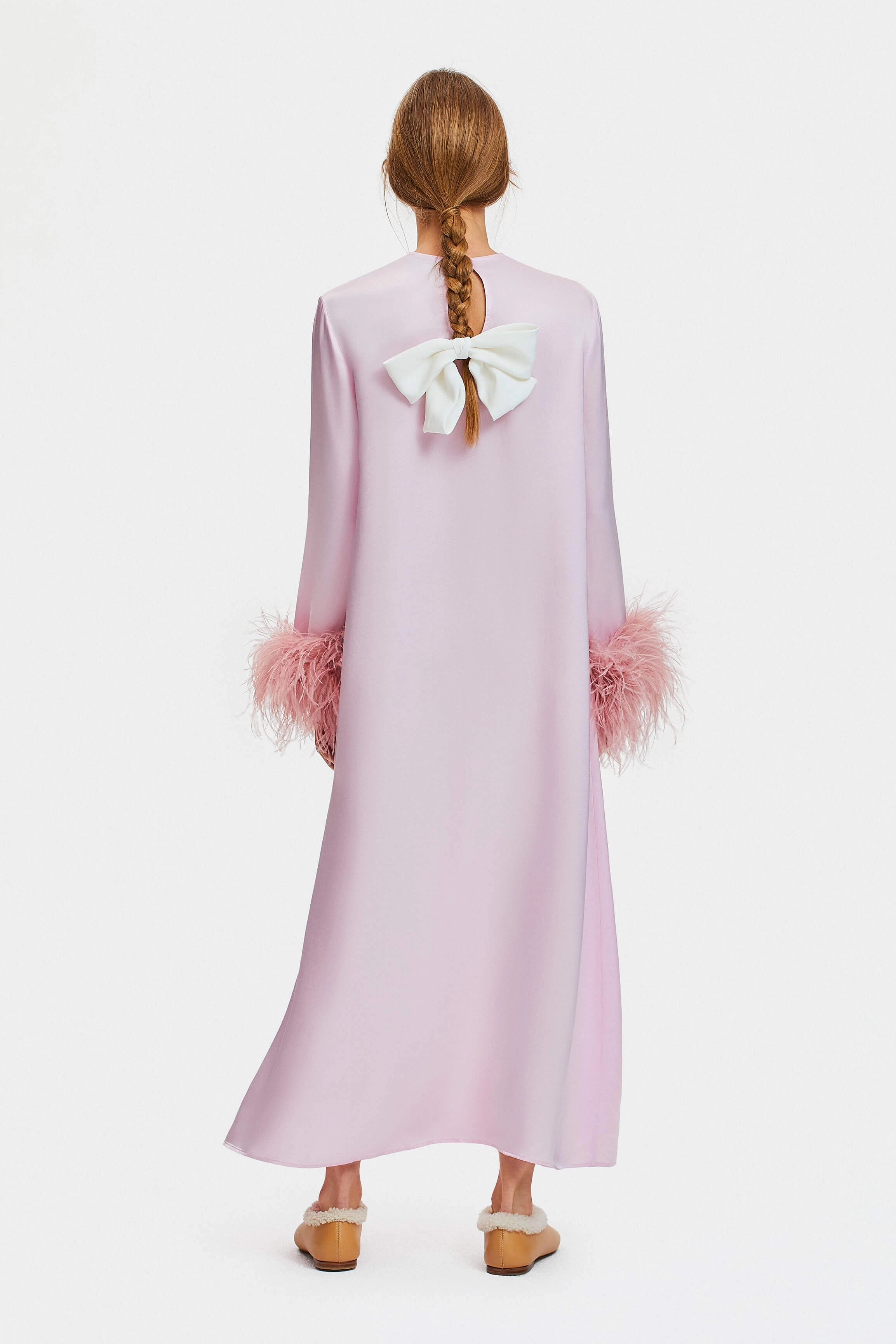 Suzi Maxi Dress with Detachable Feathers in Pink