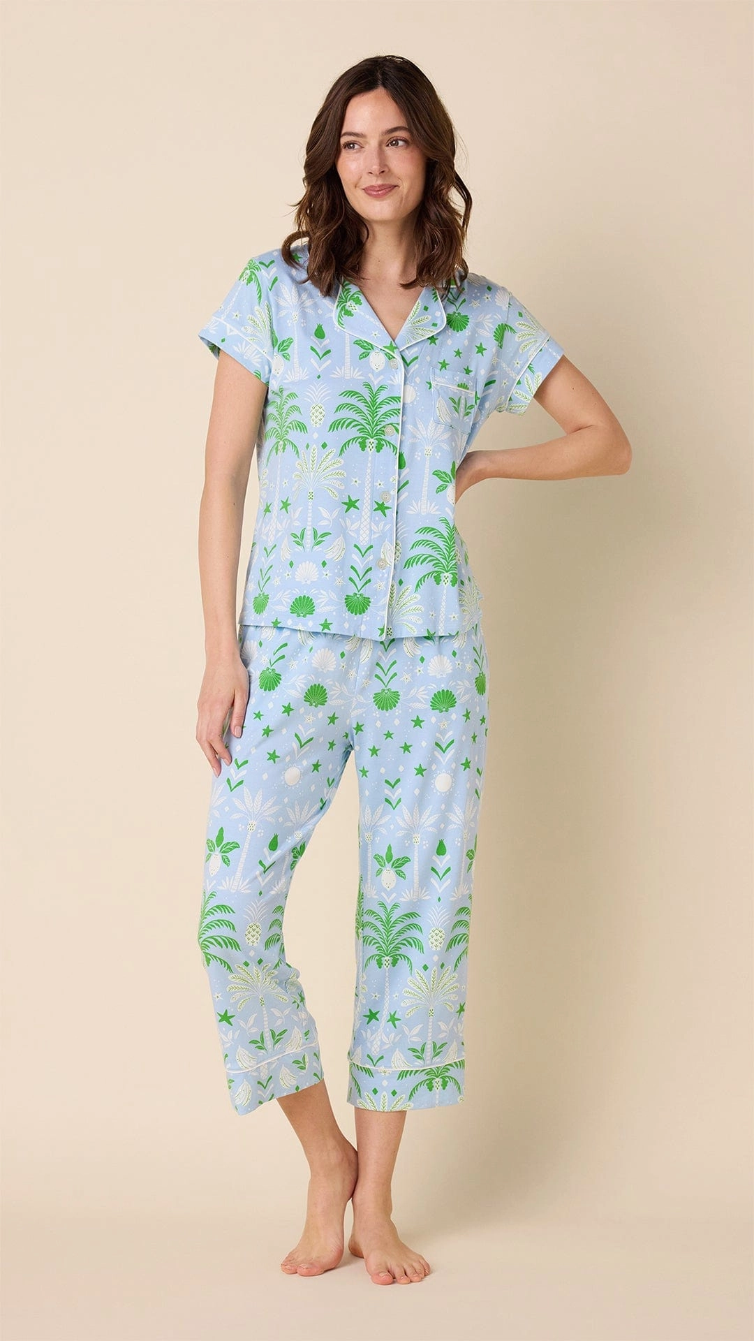 Tropicana Palm Pima Knit Capri Set