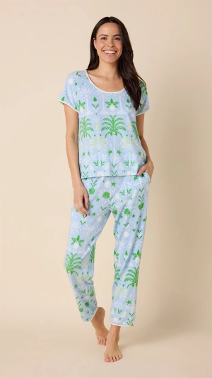 Tropicana Palm Pima Knit Short-Sleeved Simple Set