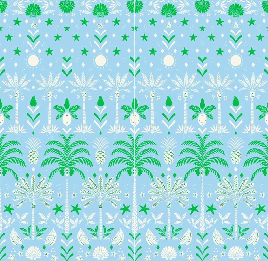 Tropicana Palm Pima Knit Short-Sleeved Simple Set
