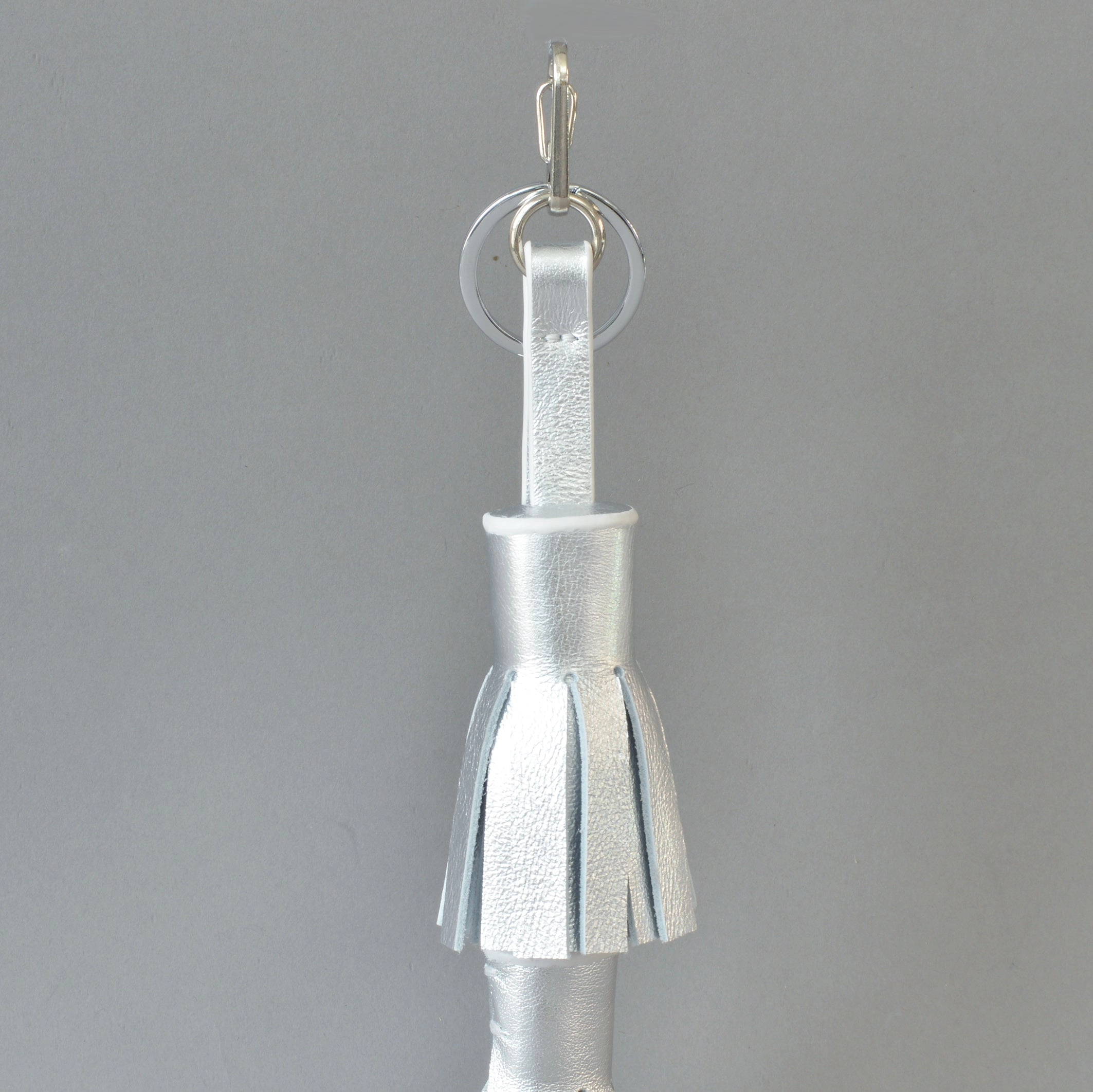 Twin Tassel Key Ring Silver