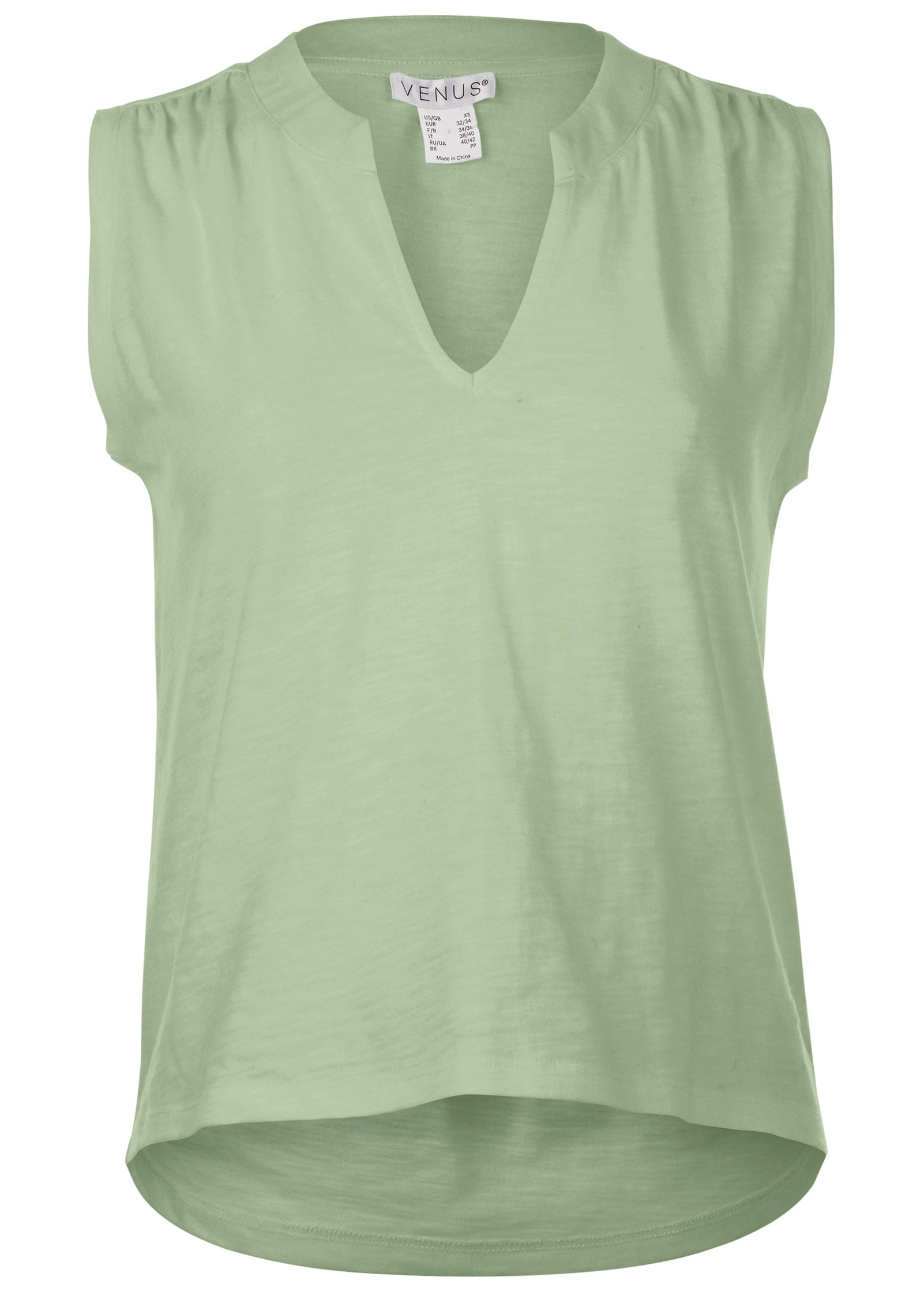 V-Neck Shirred Tank - Mint