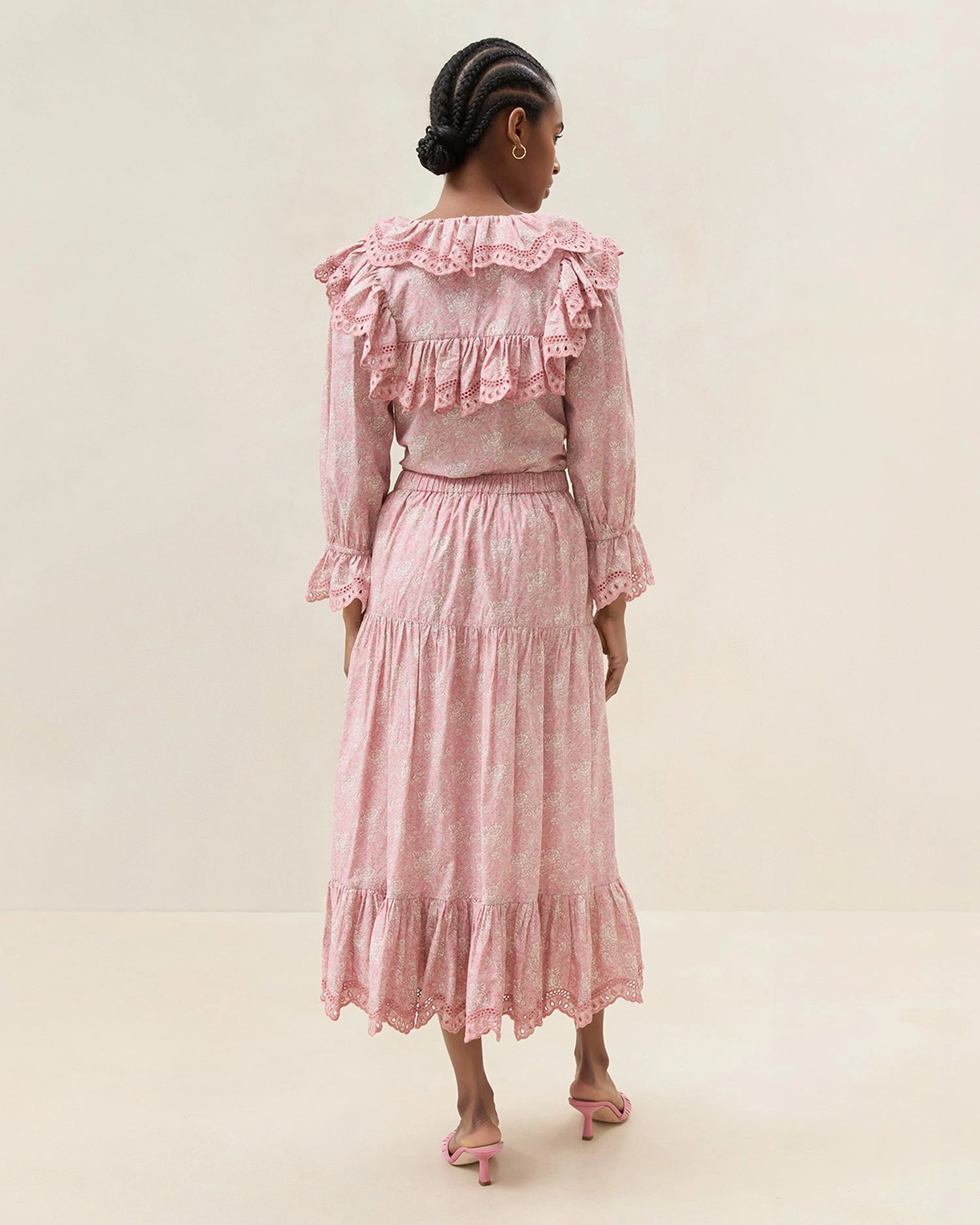 Viola Broderie Trim Midi Skirt