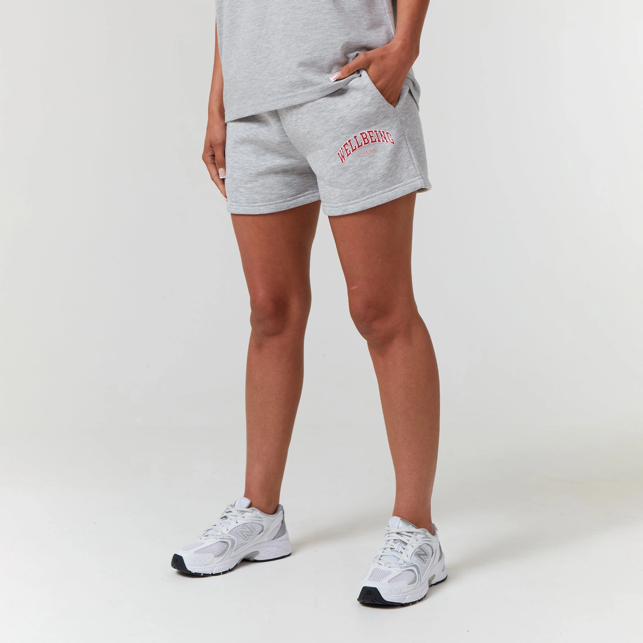 Wellbeing Varsity Twinset | Light Grey Marl