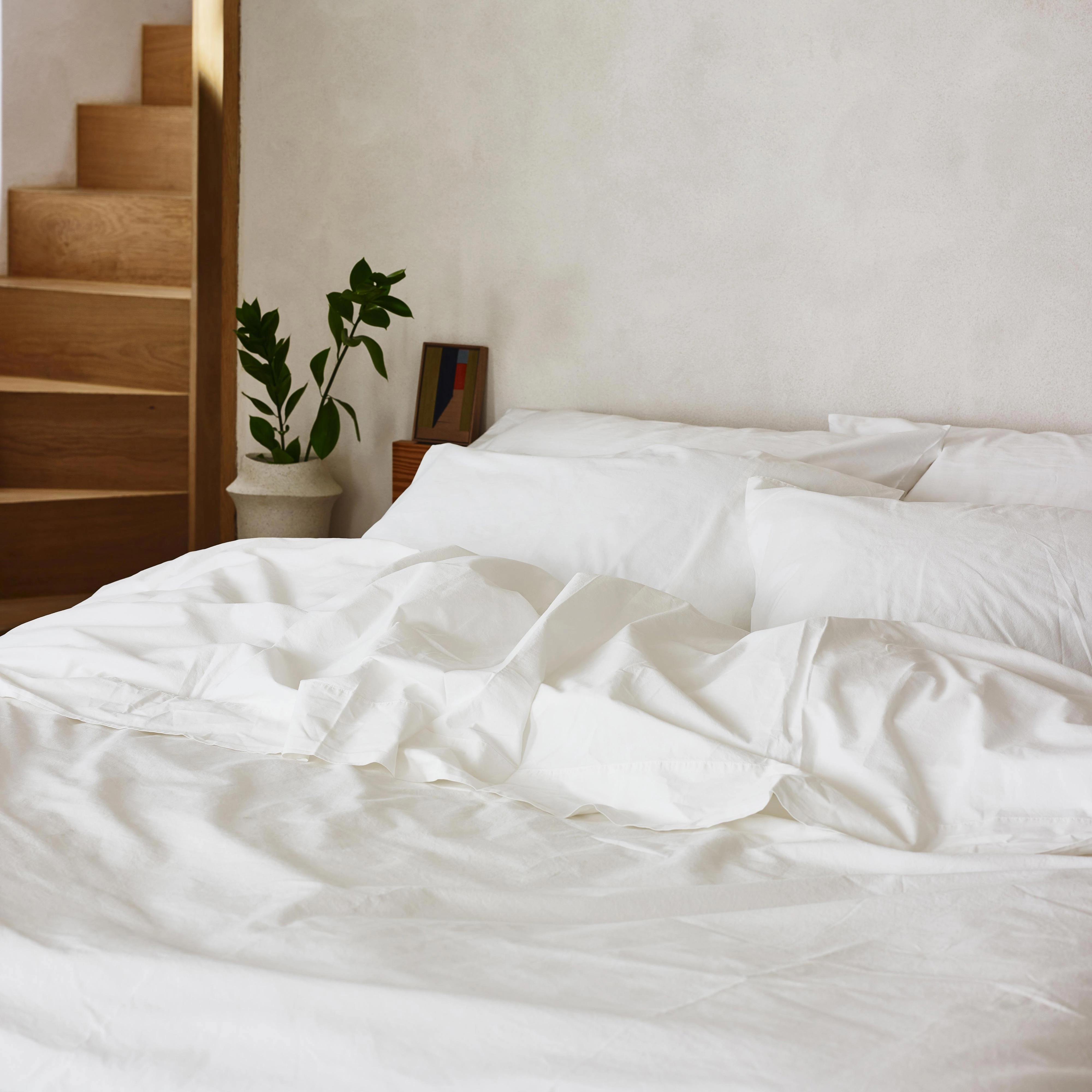 White Washed Cotton Percale Fitted Sheet
