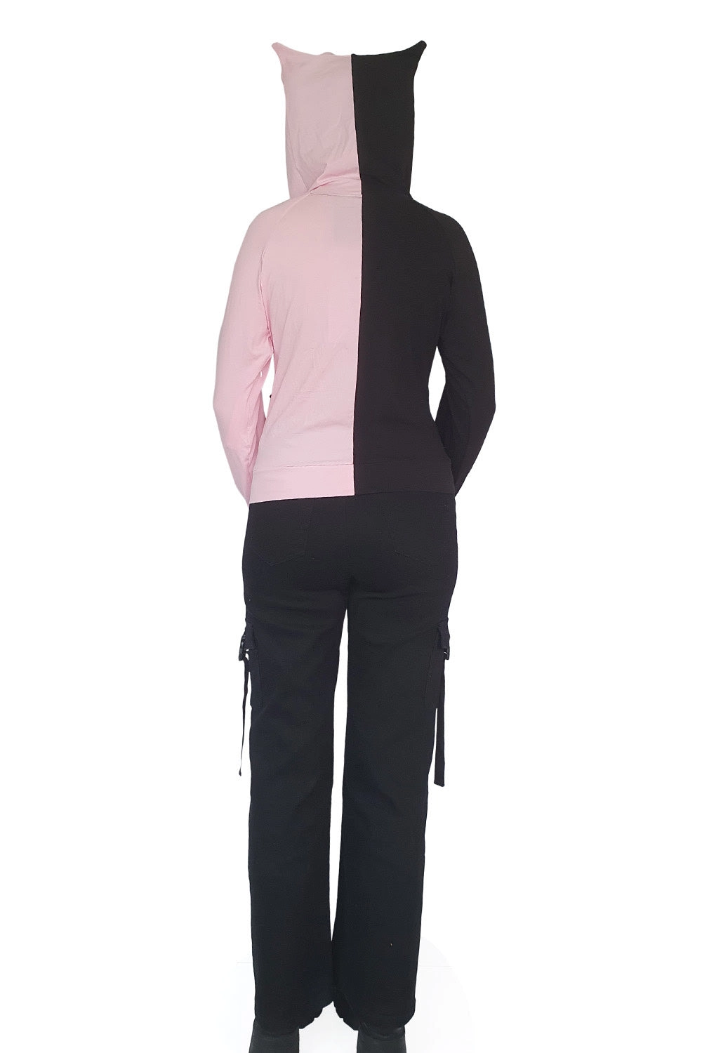 Yuri Half and Half Hoodie [BLACK/PINK]
